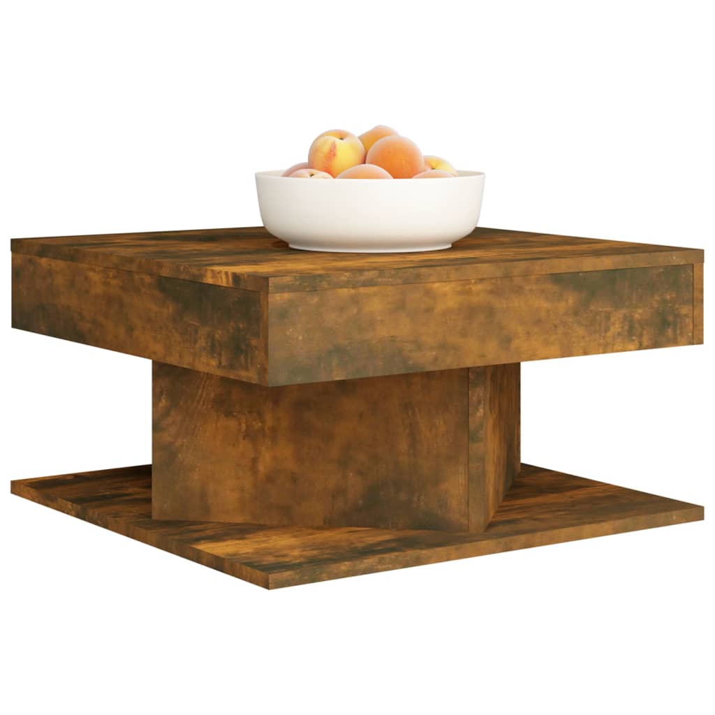 Salontafel 57x57x30 cm bewerkt hout gerookt eikenkleurig is nu te koop bij PeponiXL, paradijselijk wonen!