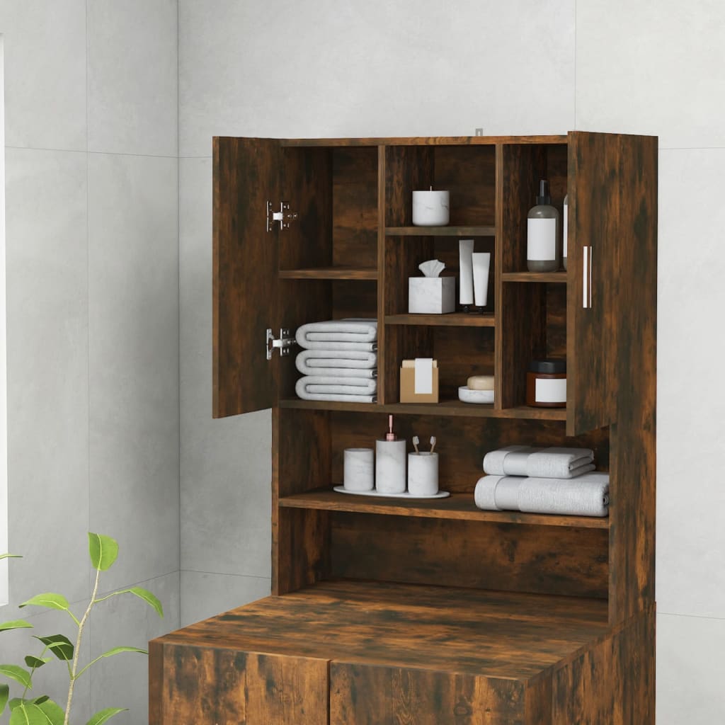 Wasmachinekast 70,5x25,5x90 cm gerookt eikenkleurig is nu te koop bij PeponiXL, paradijselijk wonen!