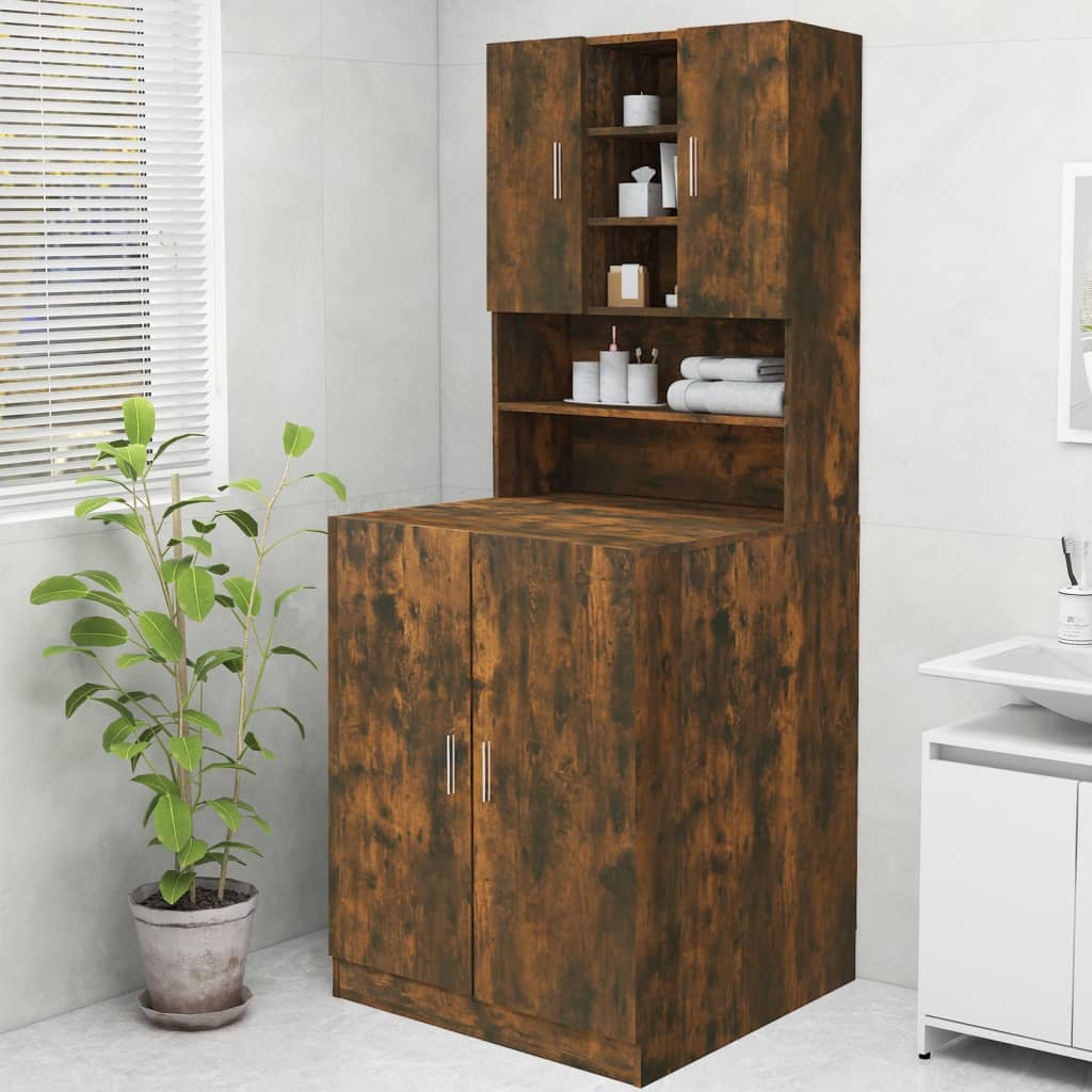Wasmachinekast 70,5x25,5x90 cm gerookt eikenkleurig is nu te koop bij PeponiXL, paradijselijk wonen!