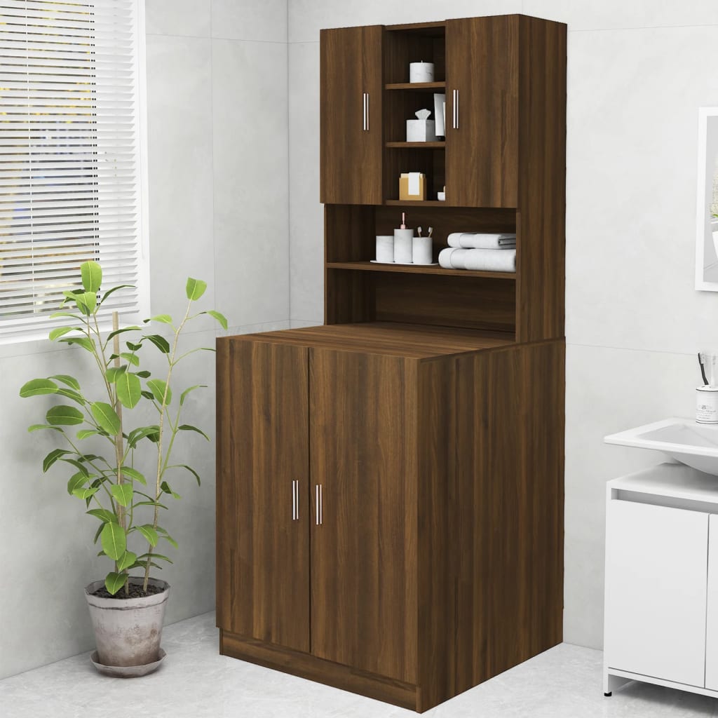 Wasmachinekast 70,5x25,5x90 cm bruin eikenkleur is nu te koop bij PeponiXL, paradijselijk wonen!