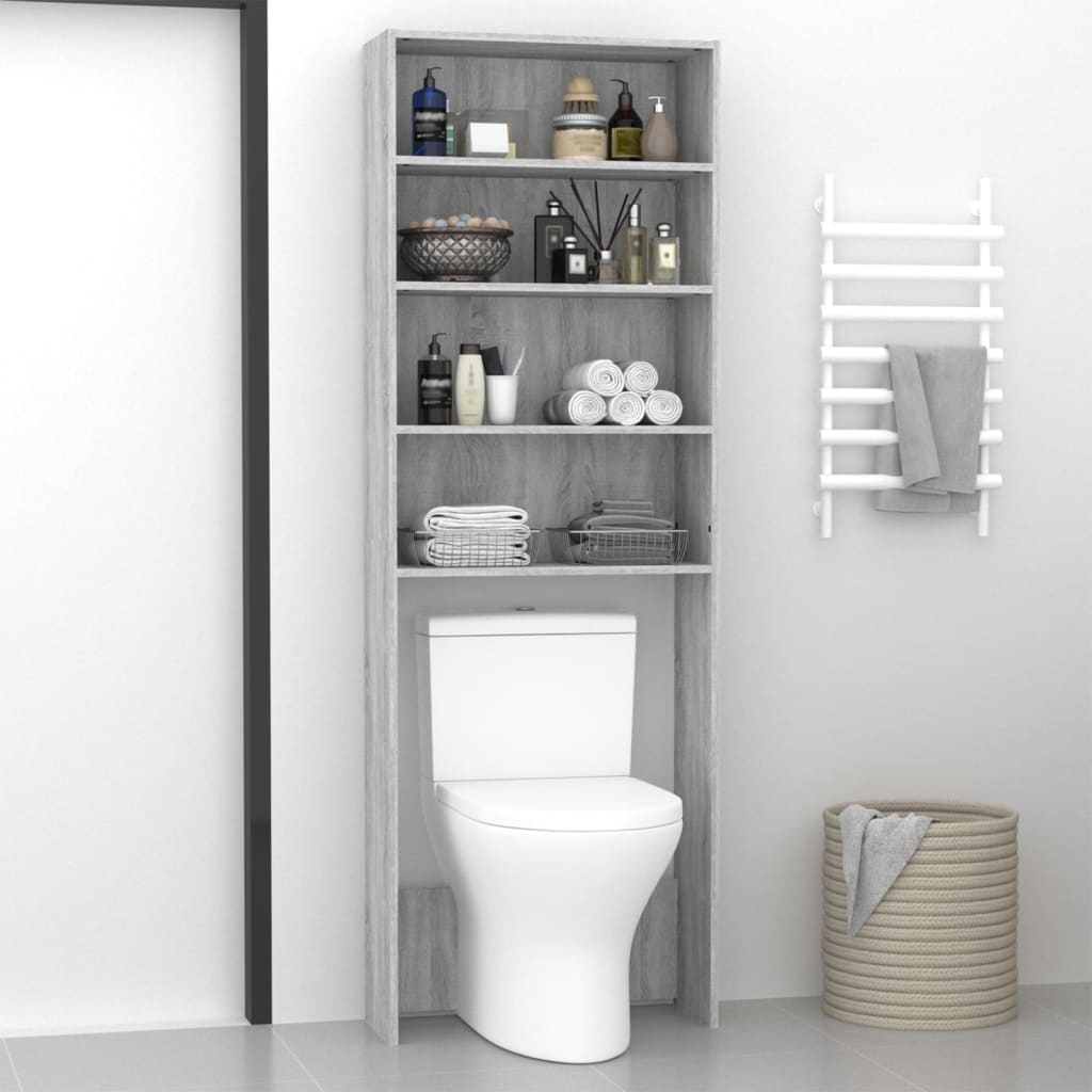 Wasmachinekast 64x24x190 cm grijs sonoma eikenkleurig is nu te koop bij PeponiXL, paradijselijk wonen!