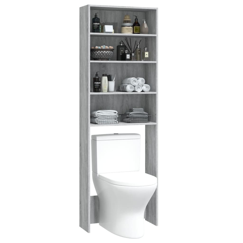 Wasmachinekast 64x24x190 cm grijs sonoma eikenkleurig is nu te koop bij PeponiXL, paradijselijk wonen!