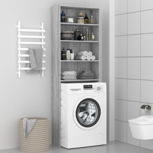 Wasmachinekast 64x24x190 cm grijs sonoma eikenkleurig is nu te koop bij PeponiXL, paradijselijk wonen!