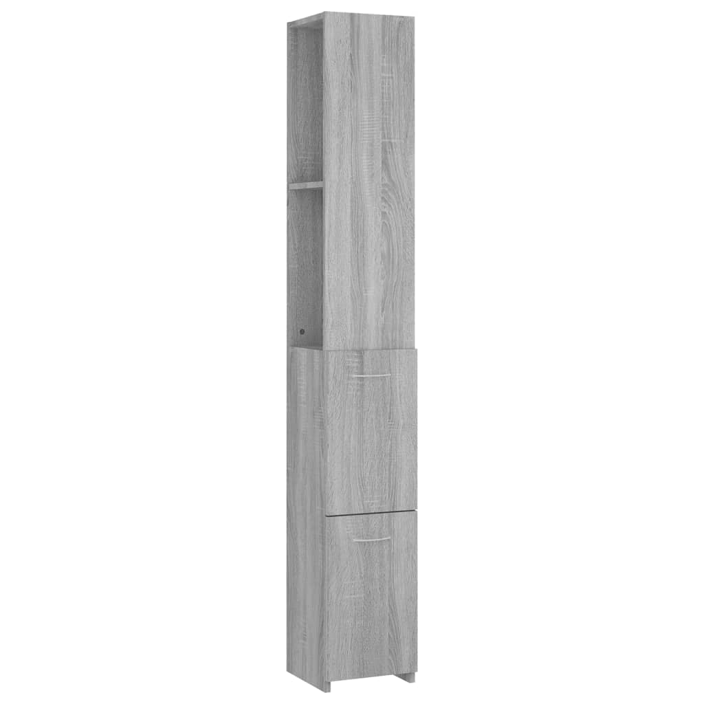 Badkamerkast 25x26,5x170cm bewerkt hout grijs sonoma eikenkleur is nu te koop bij PeponiXL, paradijselijk wonen!