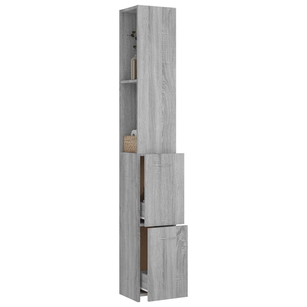 Badkamerkast 25x26,5x170cm bewerkt hout grijs sonoma eikenkleur is nu te koop bij PeponiXL, paradijselijk wonen!