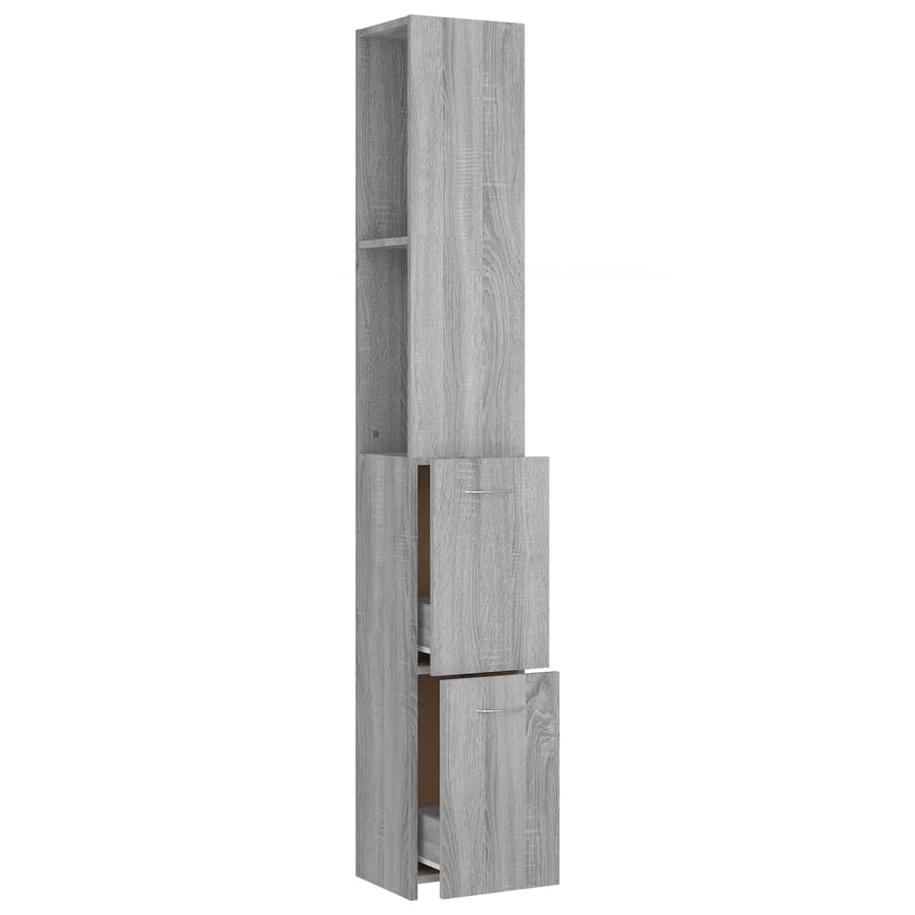 Badkamerkast 25x26,5x170cm bewerkt hout grijs sonoma eikenkleur is nu te koop bij PeponiXL, paradijselijk wonen!