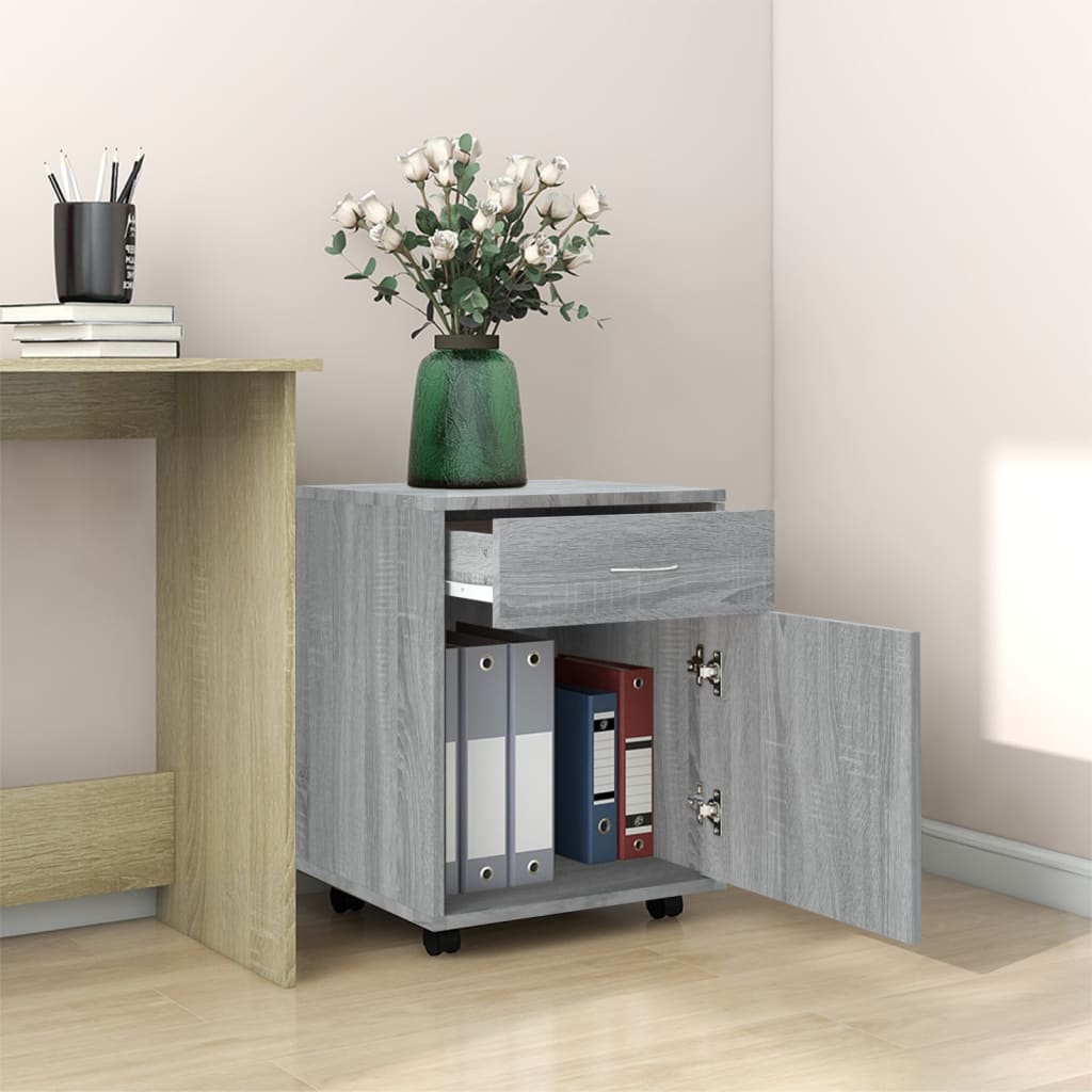 Rolkast 45x38x54 cm bewerkt hout grijs sonoma eiken is nu te koop bij PeponiXL, paradijselijk wonen!