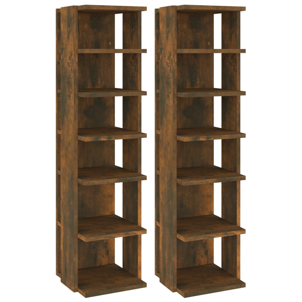 Schoenenrekken 2 st 27,5x27x102 cm bewerkt hout gerookt eiken is nu te koop bij PeponiXL, paradijselijk wonen!