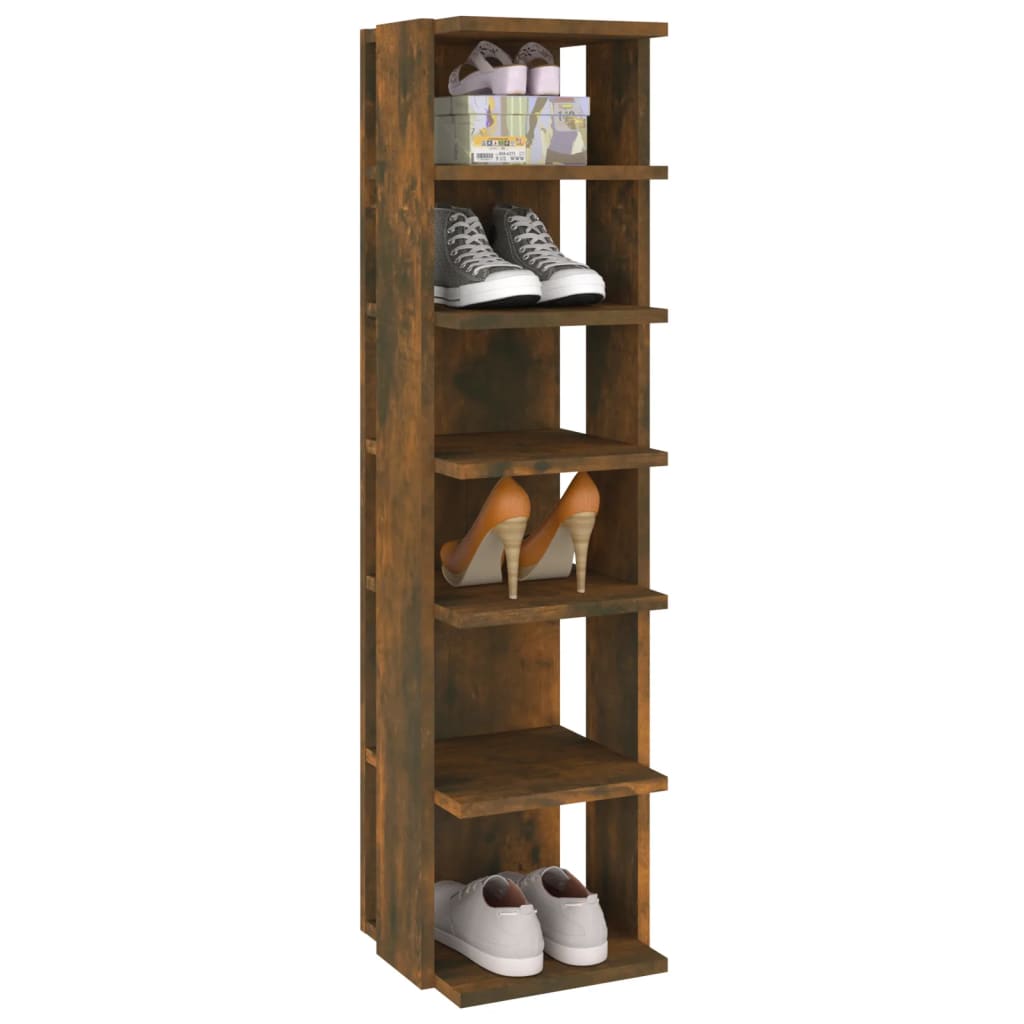 Schoenenrekken 2 st 27,5x27x102 cm bewerkt hout gerookt eiken is nu te koop bij PeponiXL, paradijselijk wonen!