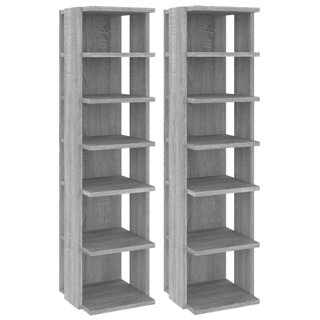 Schoenenrekken 2 st 27,5x27x102 cm bewerkt hout grijs sonoma is nu te koop bij PeponiXL, paradijselijk wonen!