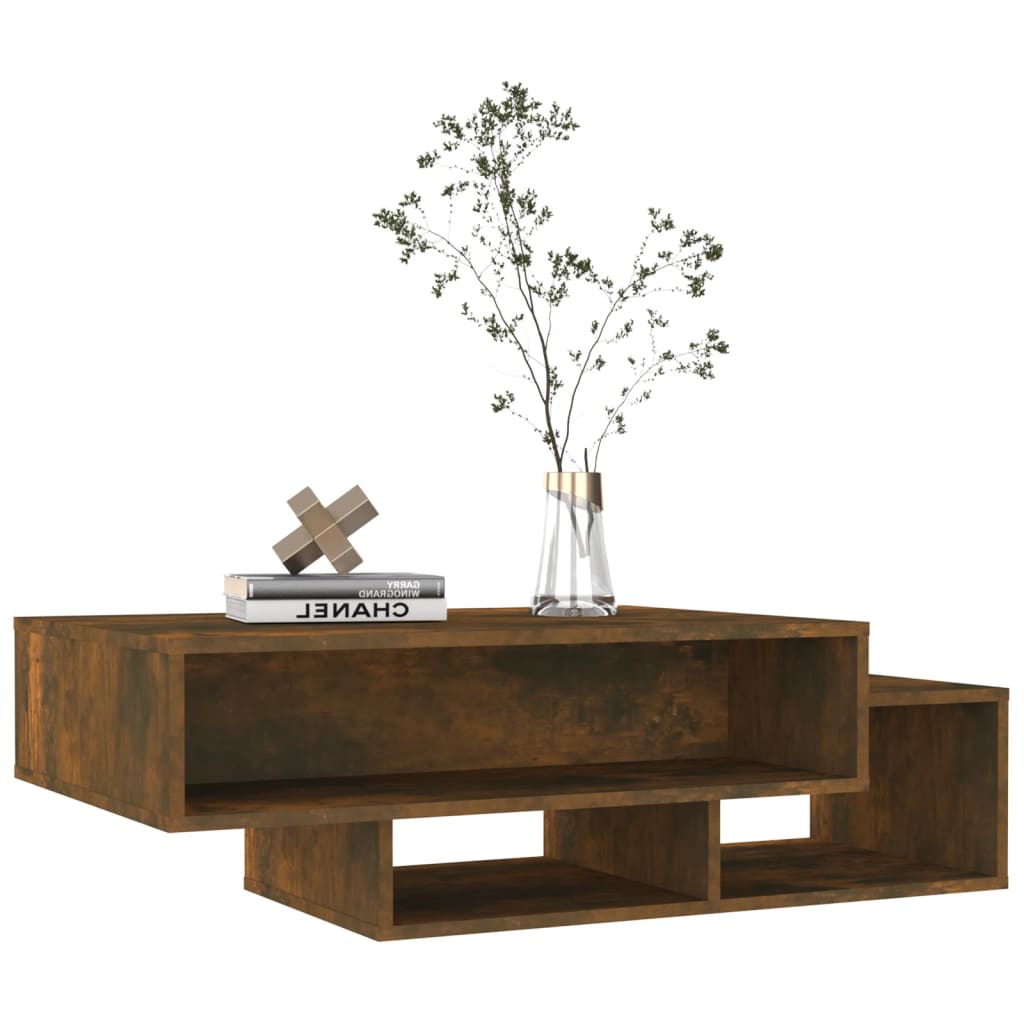 Salontafel 105x55x32 cm bewerkt hout gerookt eikenkleurig is nu te koop bij PeponiXL, paradijselijk wonen!