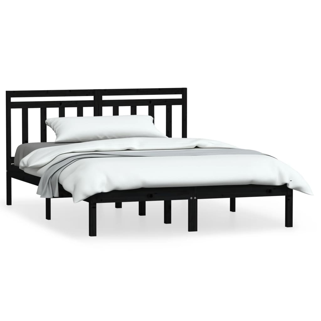 Bedframe massief grenenhout zwart 140x190 cm is nu te koop bij PeponiXL, paradijselijk wonen!