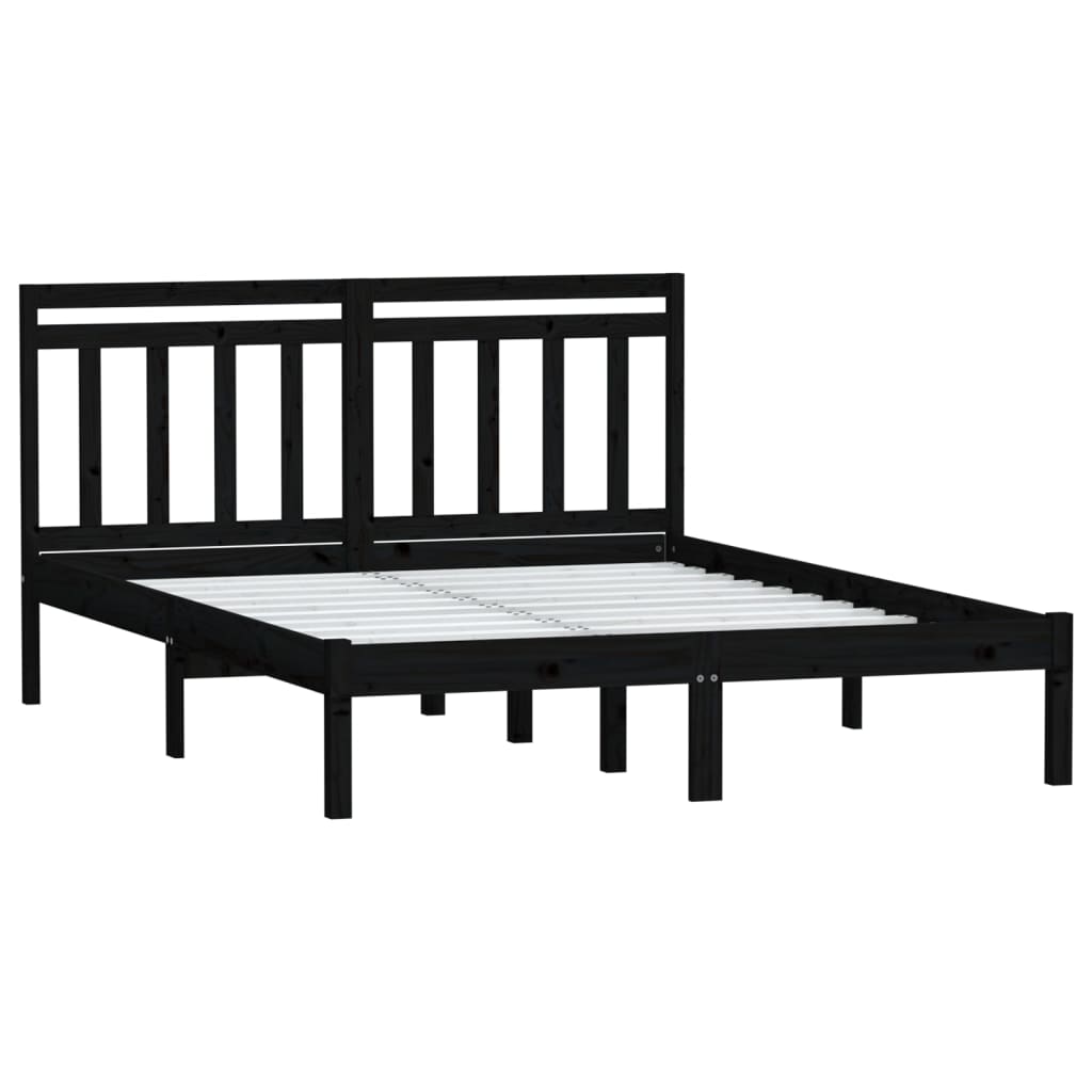 Bedframe massief grenenhout zwart 140x190 cm is nu te koop bij PeponiXL, paradijselijk wonen!