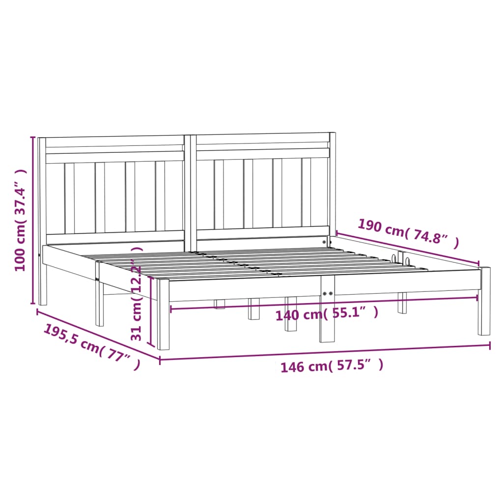 Bedframe massief grenenhout zwart 140x190 cm is nu te koop bij PeponiXL, paradijselijk wonen!