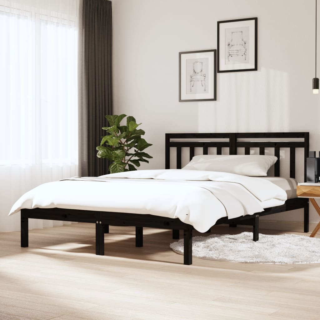 Bedframe massief grenenhout zwart 140x190 cm is nu te koop bij PeponiXL, paradijselijk wonen!