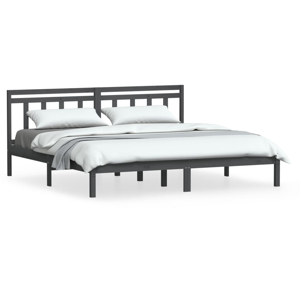 Bedframe massief grenenhout grijs 200x200 cm is nu te koop bij PeponiXL, paradijselijk wonen!
