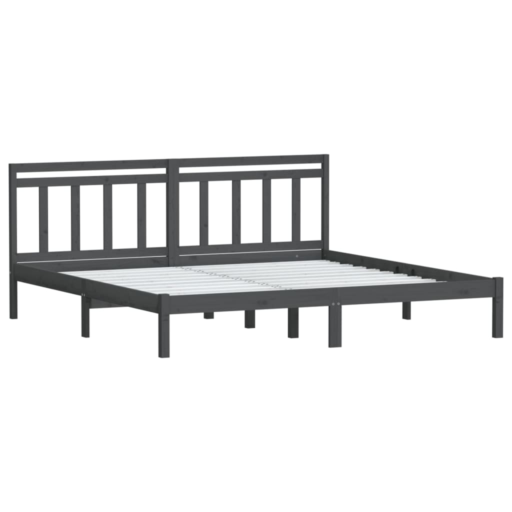 Bedframe massief grenenhout grijs 200x200 cm is nu te koop bij PeponiXL, paradijselijk wonen!