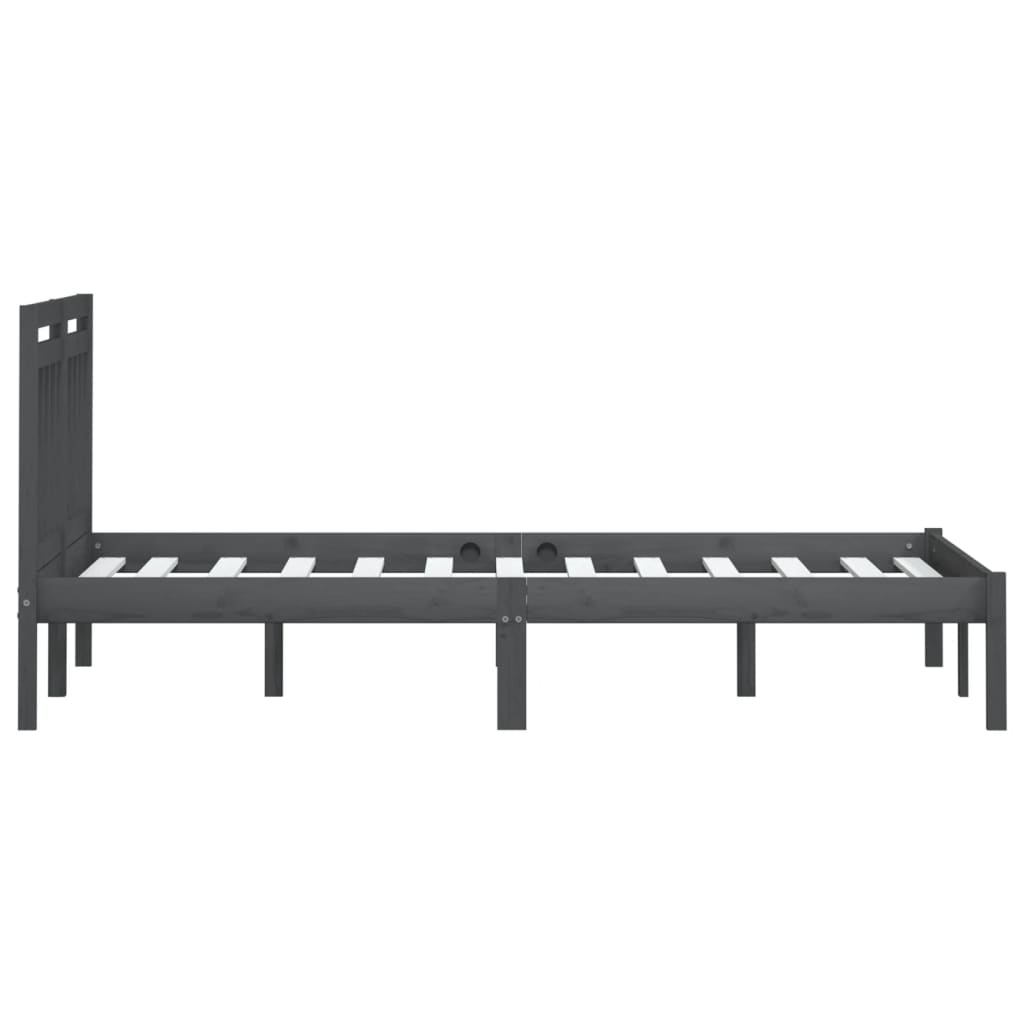 Bedframe massief grenenhout grijs 200x200 cm is nu te koop bij PeponiXL, paradijselijk wonen!