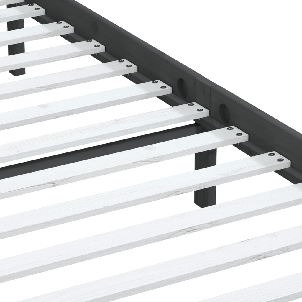 Bedframe massief grenenhout grijs 200x200 cm is nu te koop bij PeponiXL, paradijselijk wonen!