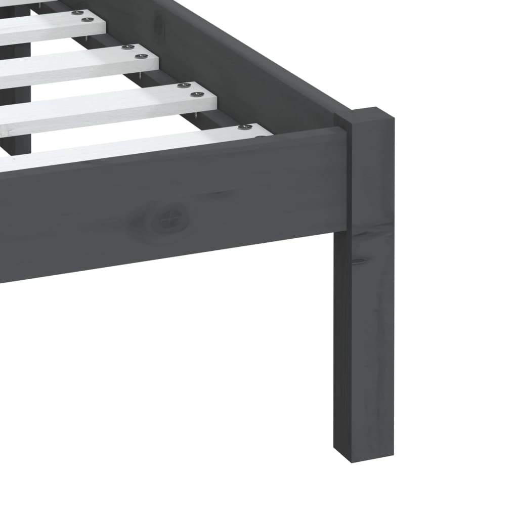 Bedframe massief grenenhout grijs 200x200 cm is nu te koop bij PeponiXL, paradijselijk wonen!