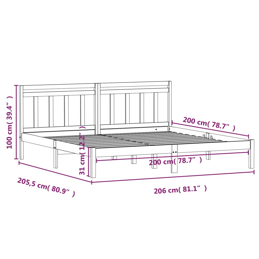 Bedframe massief grenenhout grijs 200x200 cm is nu te koop bij PeponiXL, paradijselijk wonen!