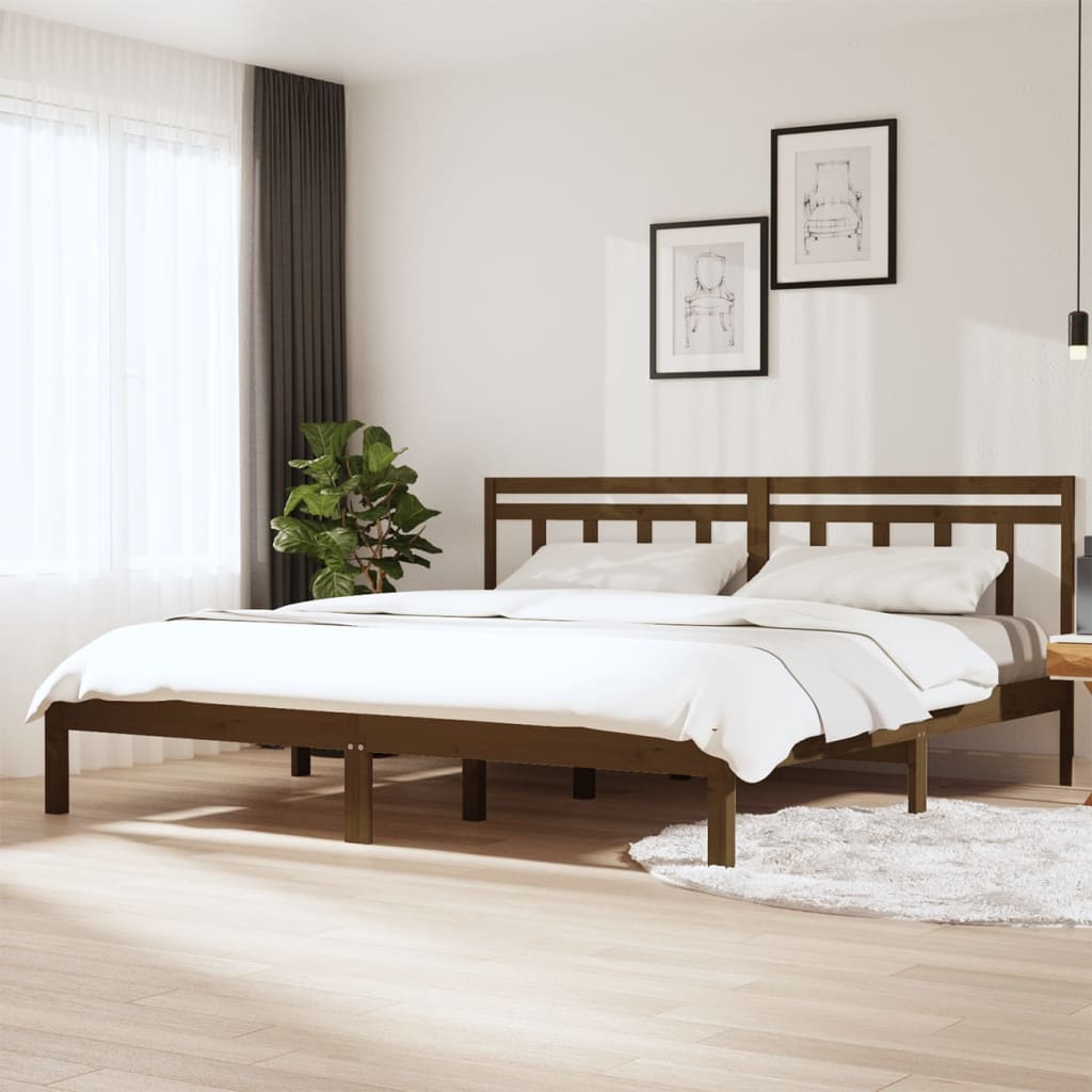 Bedframe massief grenenhout honingbruin 200x200 cm is nu te koop bij PeponiXL, paradijselijk wonen!