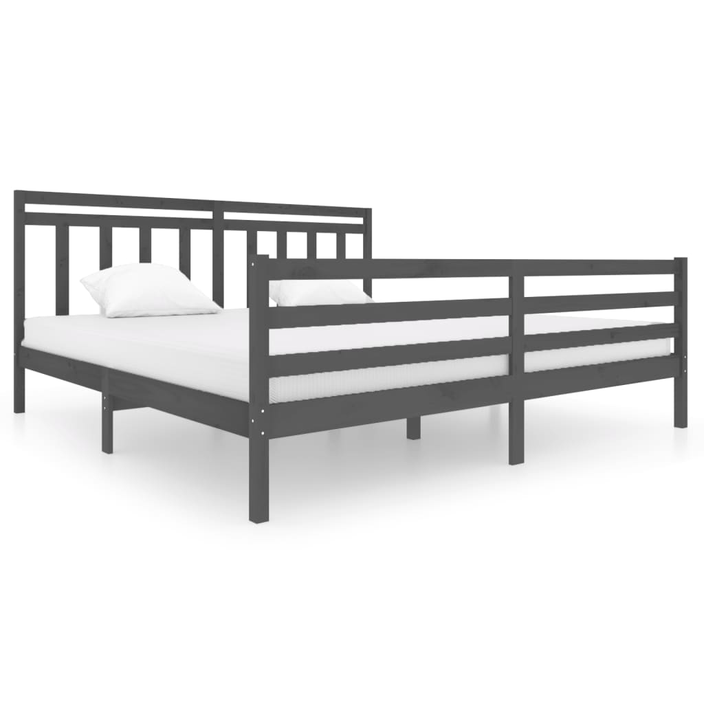 Bedframe massief hout grijs 200x200 cm is nu te koop bij PeponiXL, paradijselijk wonen!