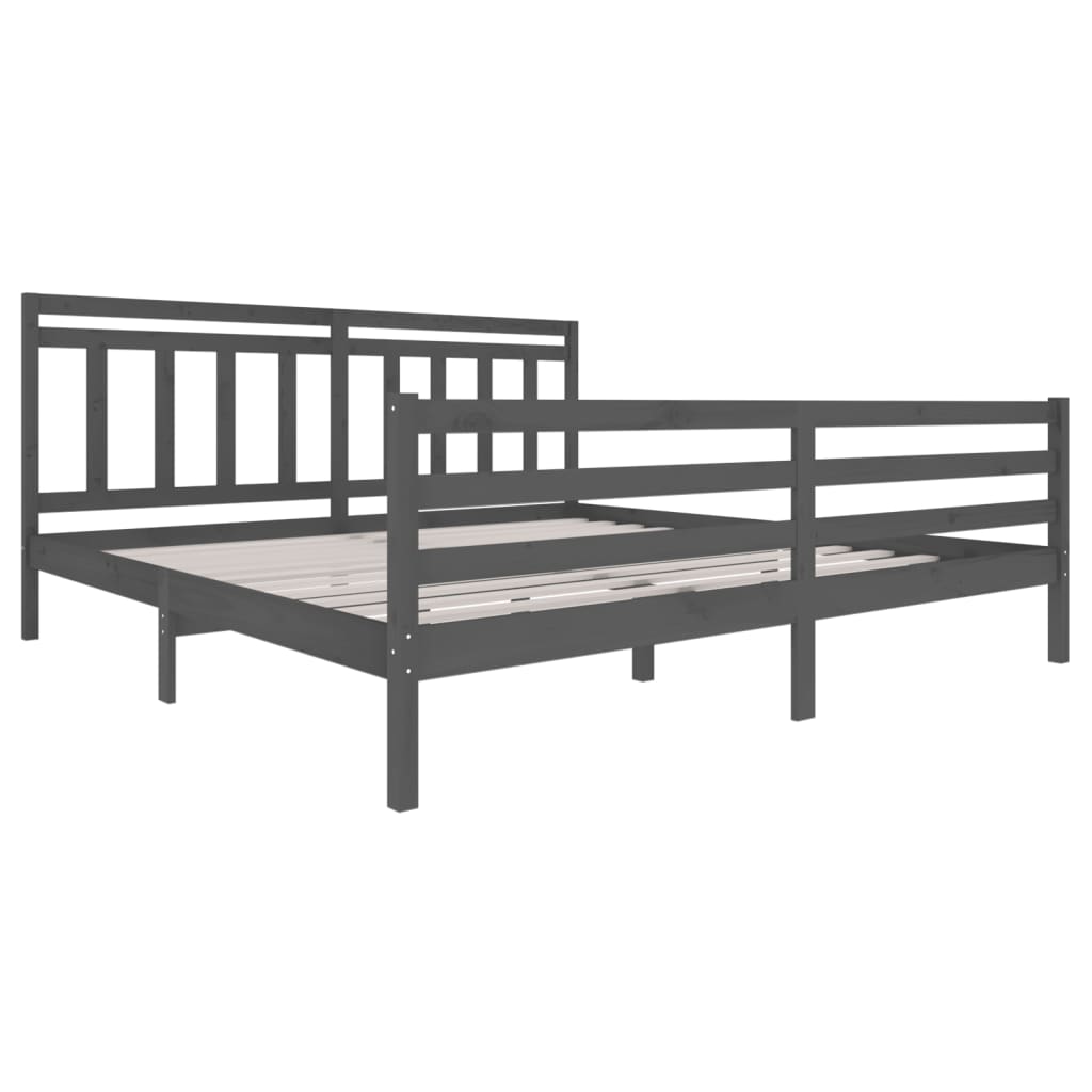 Bedframe massief hout grijs 200x200 cm is nu te koop bij PeponiXL, paradijselijk wonen!