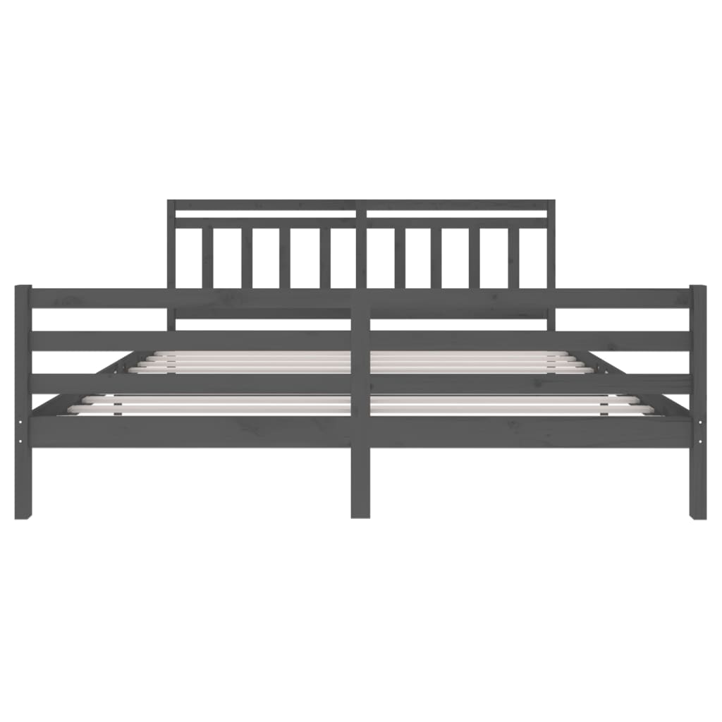 Bedframe massief hout grijs 200x200 cm is nu te koop bij PeponiXL, paradijselijk wonen!