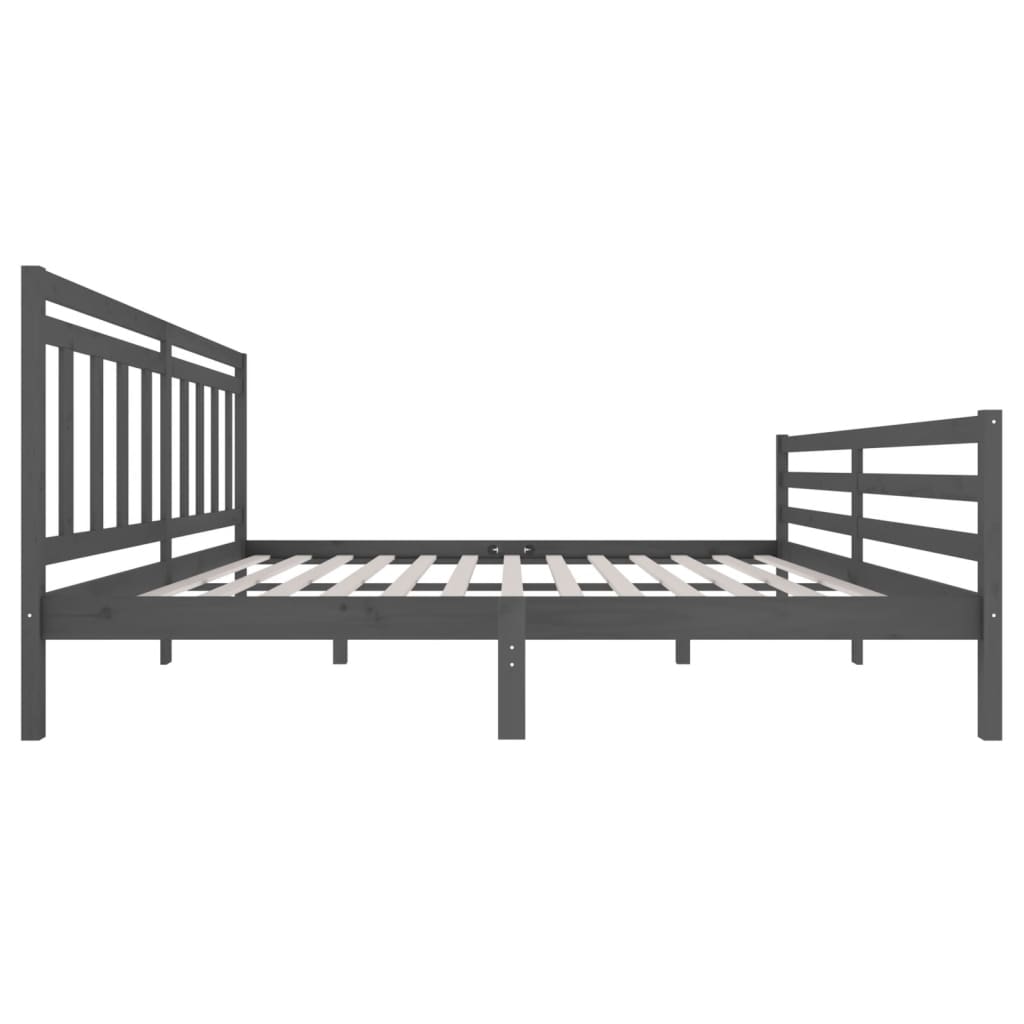 Bedframe massief hout grijs 200x200 cm is nu te koop bij PeponiXL, paradijselijk wonen!