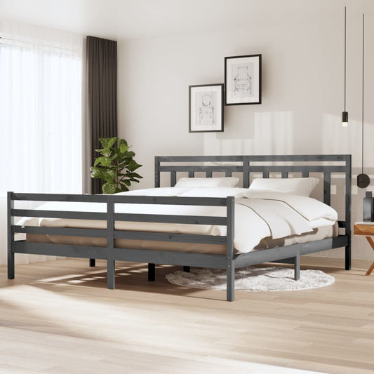 Bedframe massief hout grijs 200x200 cm is nu te koop bij PeponiXL, paradijselijk wonen!