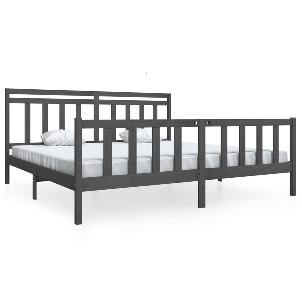 Bedframe massief hout grijs 200x200 cm is nu te koop bij PeponiXL, paradijselijk wonen!