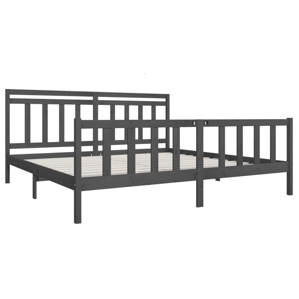 Bedframe massief hout grijs 200x200 cm is nu te koop bij PeponiXL, paradijselijk wonen!