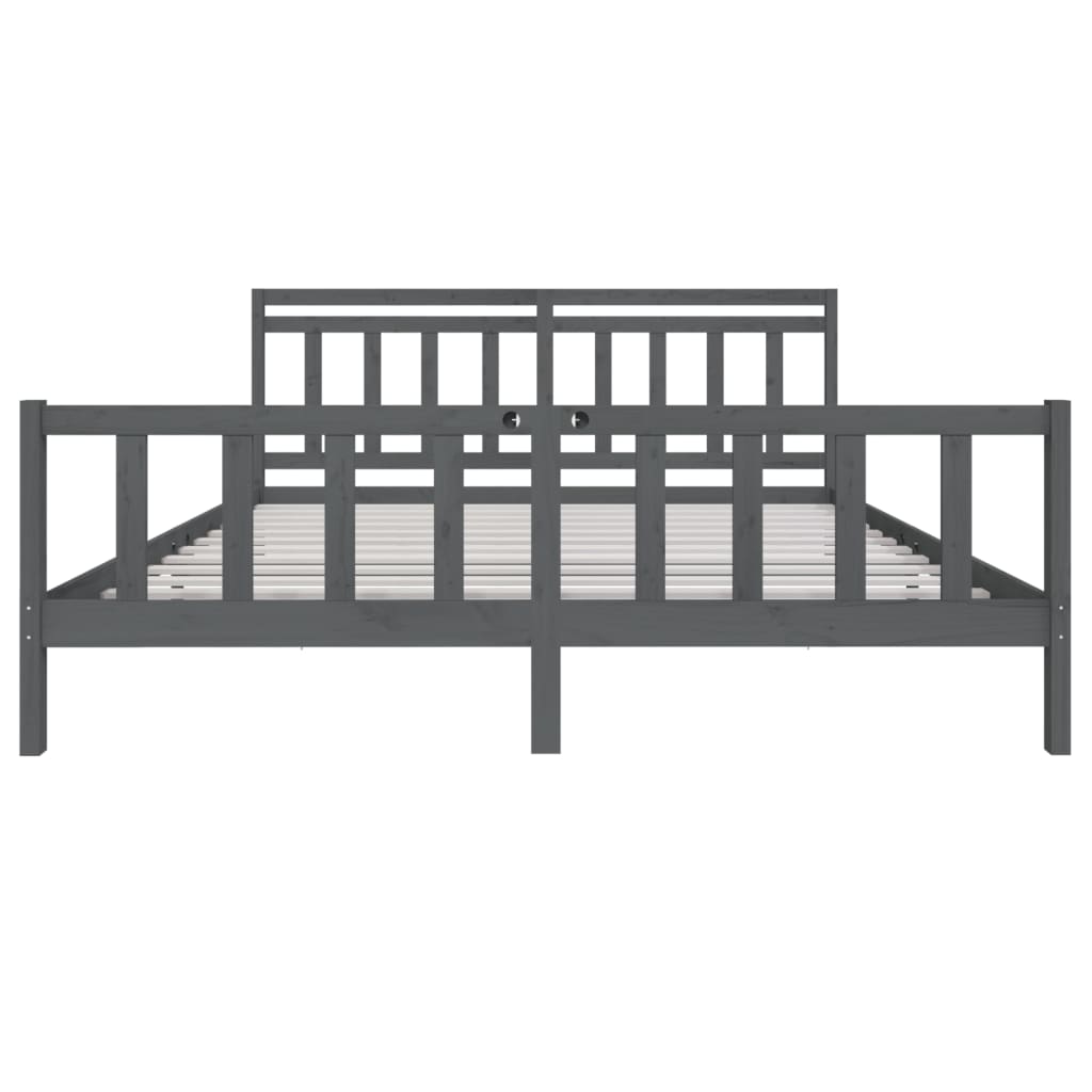 Bedframe massief hout grijs 200x200 cm is nu te koop bij PeponiXL, paradijselijk wonen!