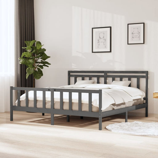 Bedframe massief hout grijs 200x200 cm is nu te koop bij PeponiXL, paradijselijk wonen!