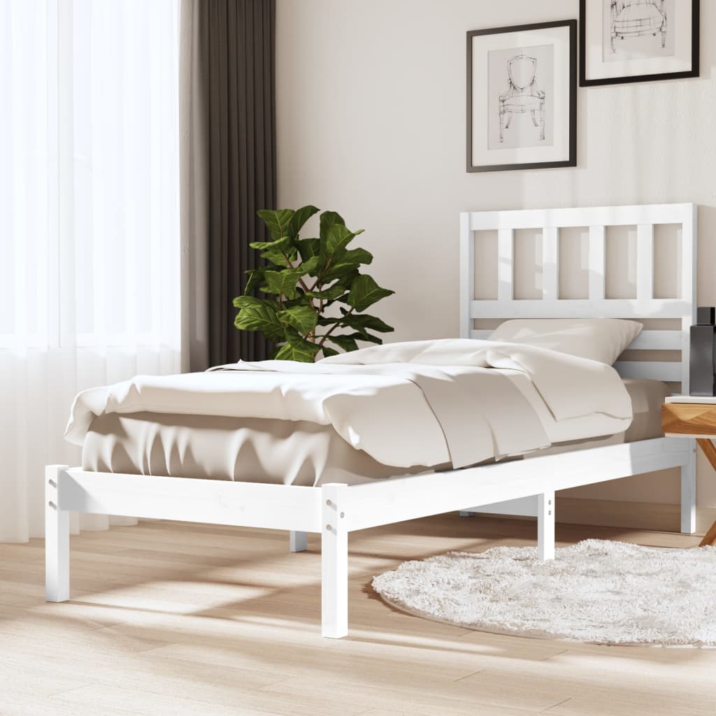 Bedframe zonder matras massief grenenhout wit 75x190 cm is nu te koop bij PeponiXL, paradijselijk wonen!