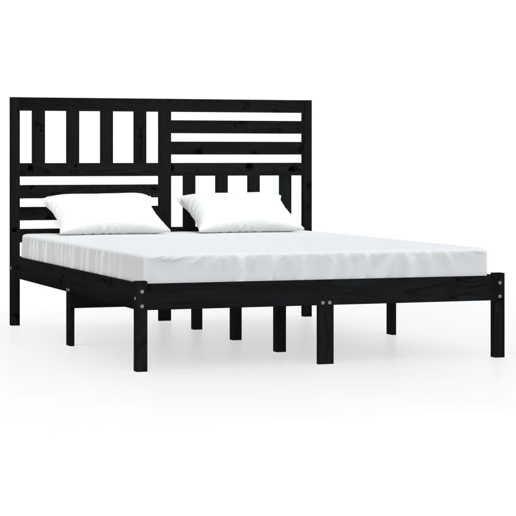 Bedframe massief grenenhout zwart 140x190 cm is nu te koop bij PeponiXL, paradijselijk wonen!