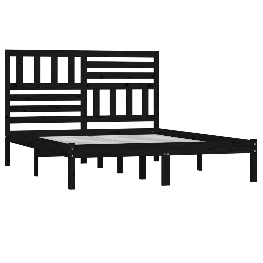 Bedframe massief grenenhout zwart 140x190 cm is nu te koop bij PeponiXL, paradijselijk wonen!