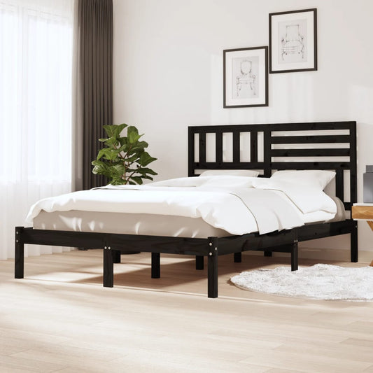 Bedframe massief grenenhout zwart 140x190 cm is nu te koop bij PeponiXL, paradijselijk wonen!