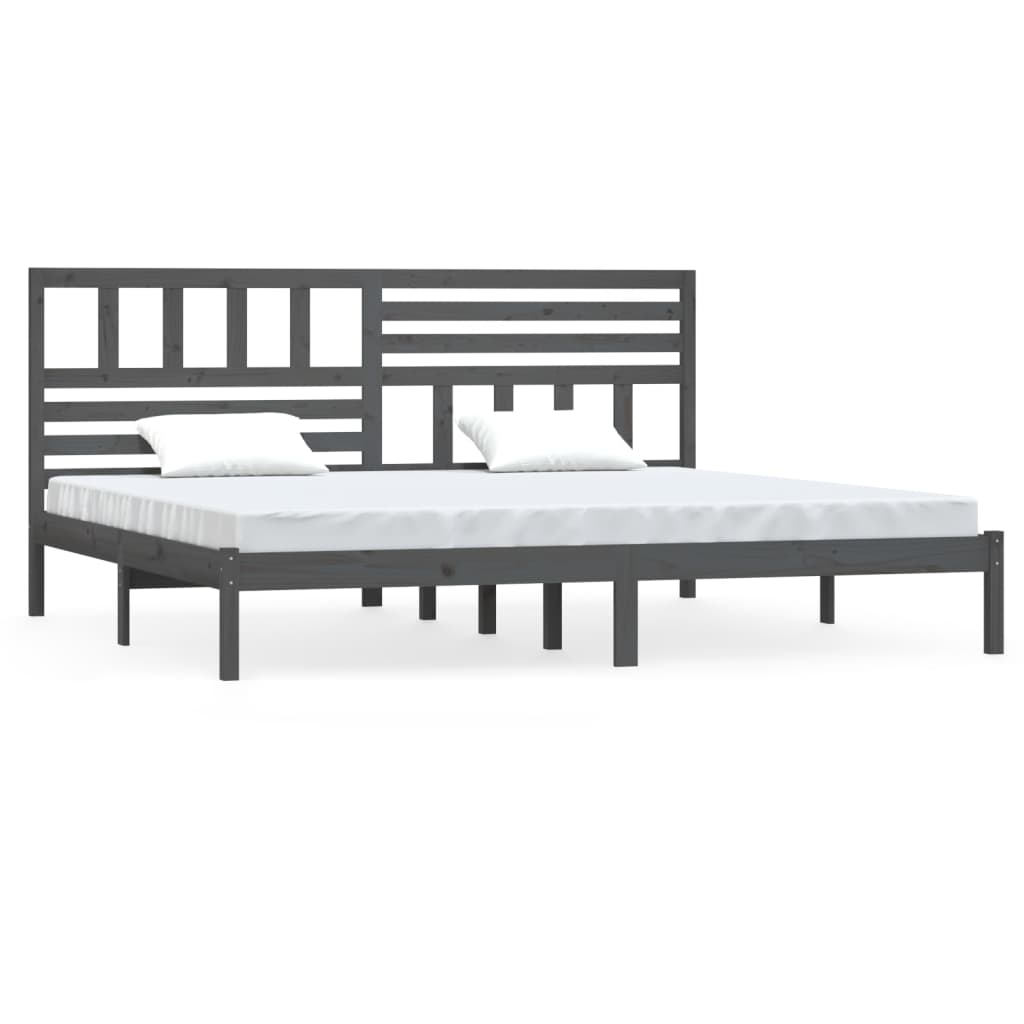 Bedframe massief grenenhout grijs 200x200 cm is nu te koop bij PeponiXL, paradijselijk wonen!
