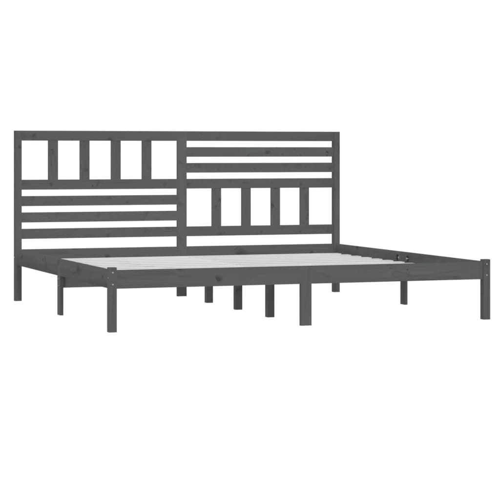 Bedframe massief grenenhout grijs 200x200 cm is nu te koop bij PeponiXL, paradijselijk wonen!