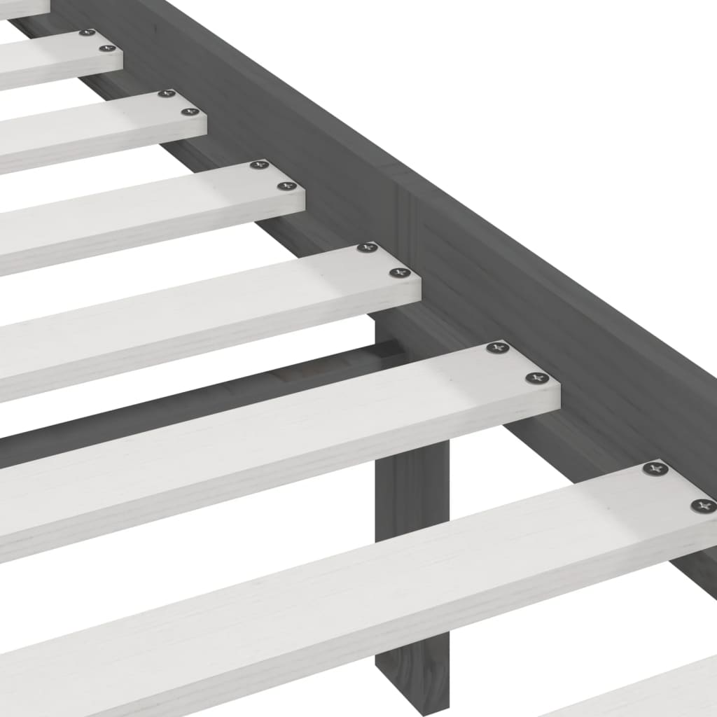 Bedframe massief grenenhout grijs 200x200 cm is nu te koop bij PeponiXL, paradijselijk wonen!