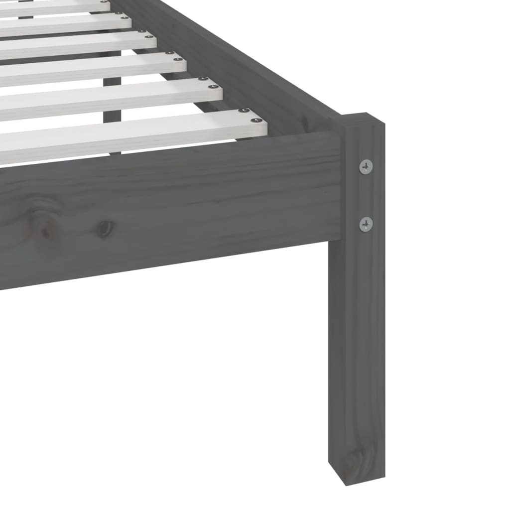 Bedframe massief grenenhout grijs 200x200 cm is nu te koop bij PeponiXL, paradijselijk wonen!