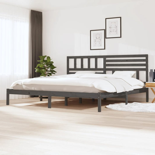 Bedframe massief grenenhout grijs 200x200 cm is nu te koop bij PeponiXL, paradijselijk wonen!