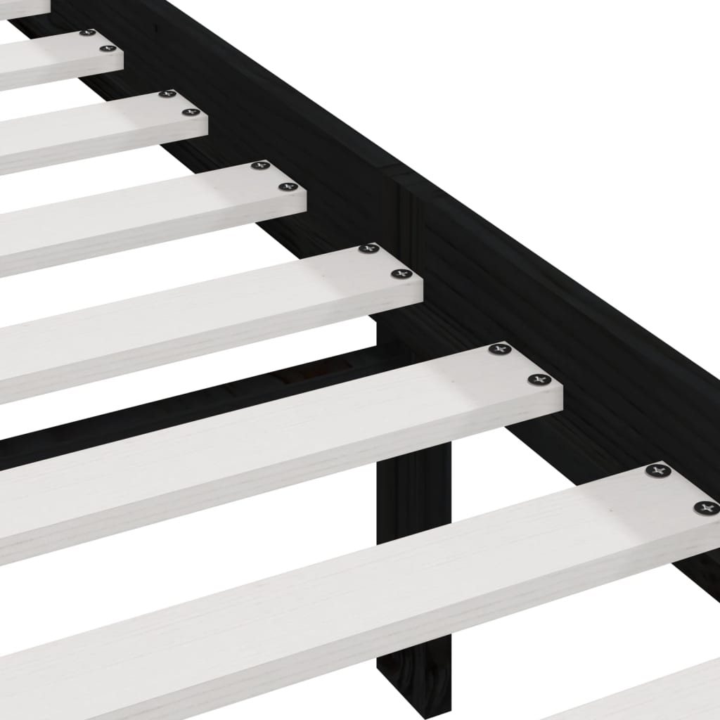 Bedframe massief grenenhout zwart 200x200 cm is nu te koop bij PeponiXL, paradijselijk wonen!
