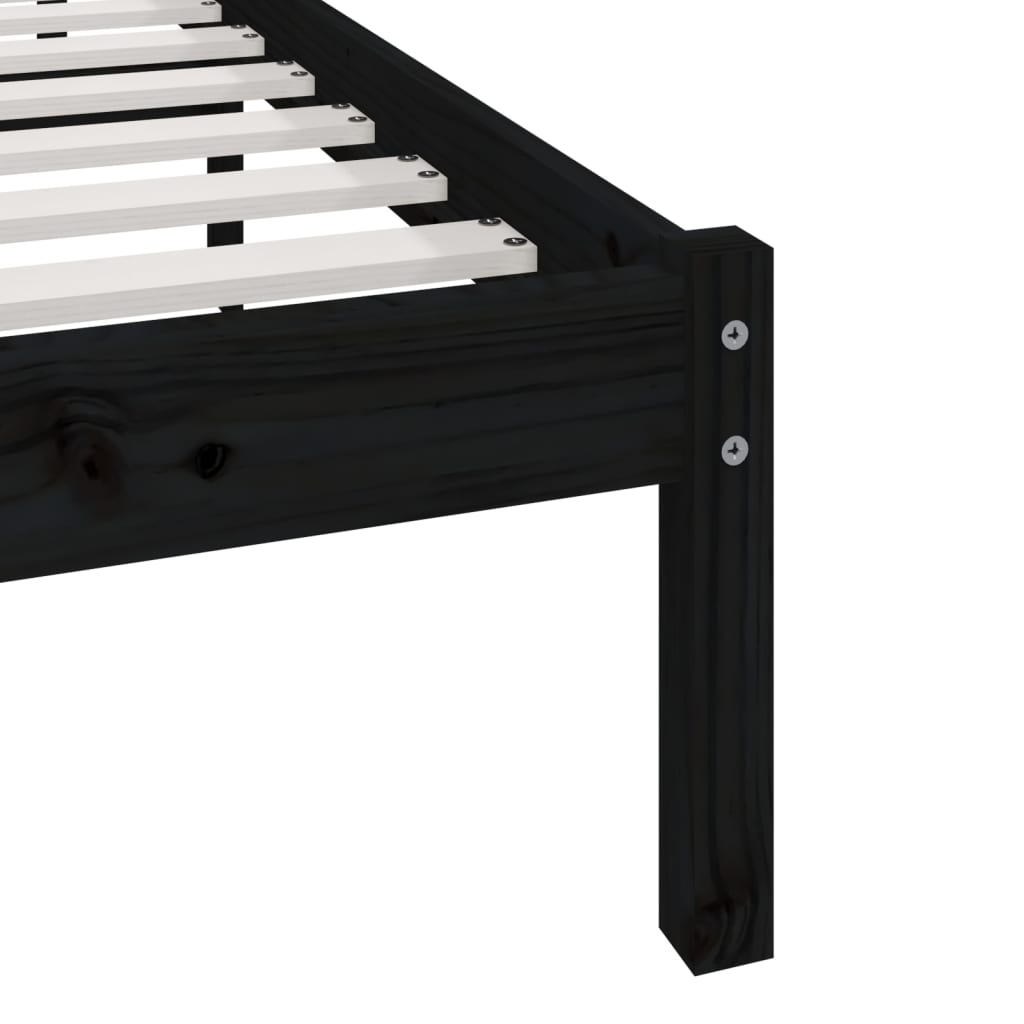 Bedframe massief grenenhout zwart 200x200 cm is nu te koop bij PeponiXL, paradijselijk wonen!