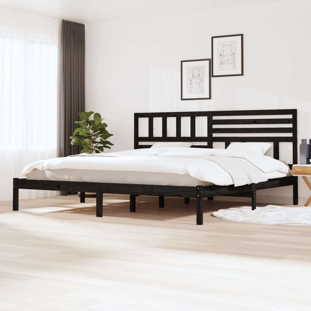 Bedframe massief grenenhout zwart 200x200 cm is nu te koop bij PeponiXL, paradijselijk wonen!