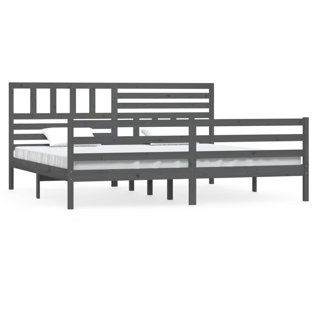 Bedframe massief hout grijs 200x200 cm is nu te koop bij PeponiXL, paradijselijk wonen!