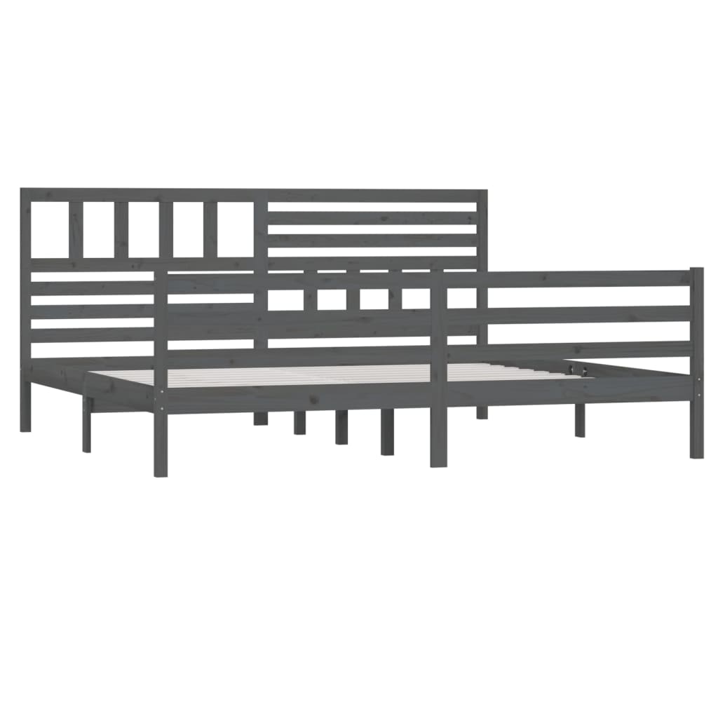 Bedframe massief hout grijs 200x200 cm is nu te koop bij PeponiXL, paradijselijk wonen!