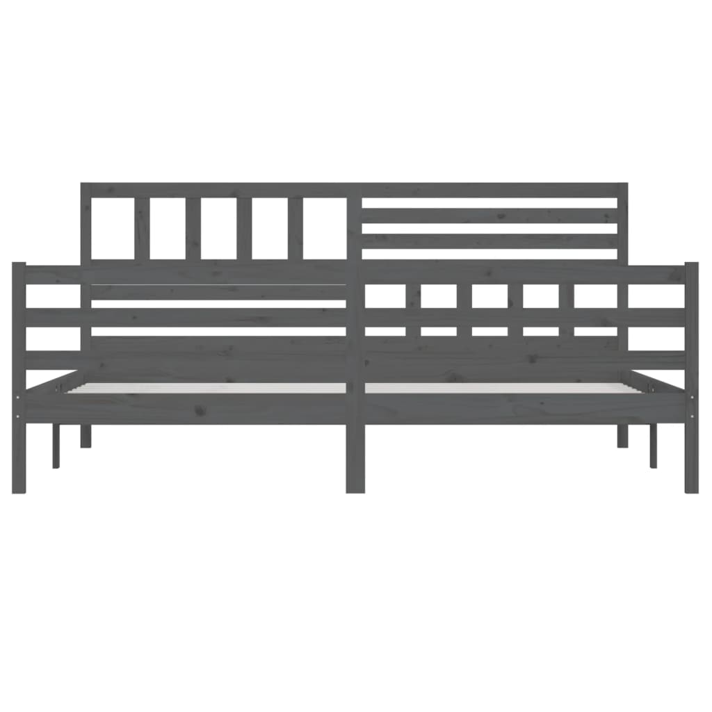 Bedframe massief hout grijs 200x200 cm is nu te koop bij PeponiXL, paradijselijk wonen!